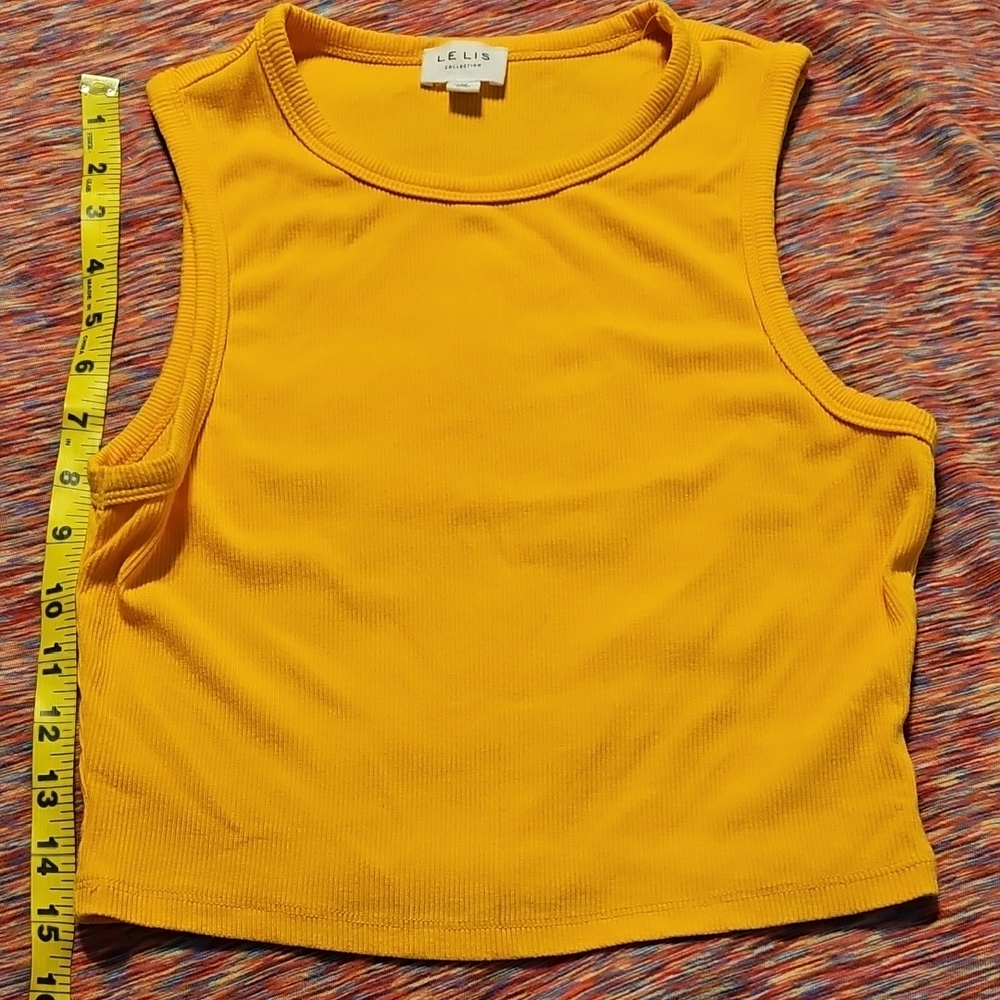 Le Lis Cropped Ribbed Tank Top - Tangerine Orange
